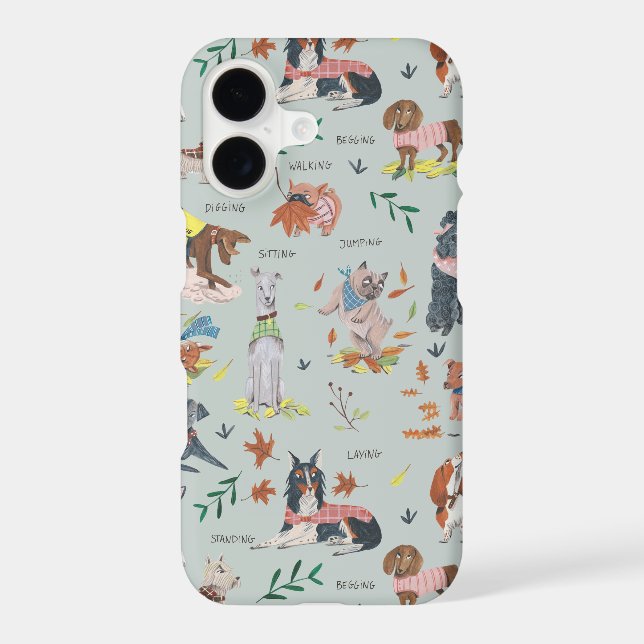 Modern blue & black botanical dog Pattern (Back)