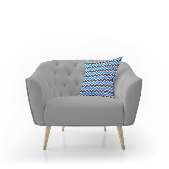 Modern Blue Black Chevron Pattern Throw Pillow (Creator Uploaded)