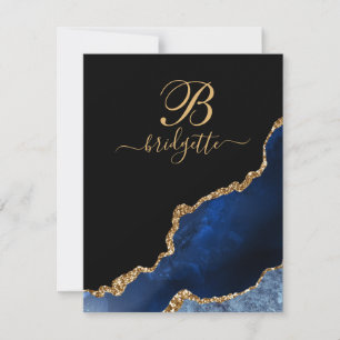 Modern Blue Black Gold Agate Geode  Card