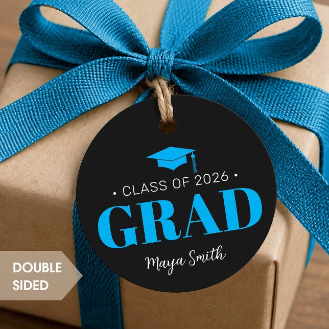 Modern Blue Black Graduation Favour Tags (Creator Uploaded)
