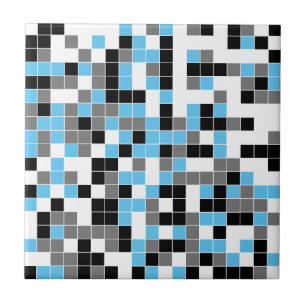 Modern Blue Black Gray Geometric Ceramic Tile