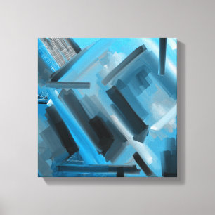 Modern Blue Black Grey Abstract Decorative Artwork Canvas Print