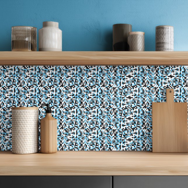 Modern Blue Black Grey Geometric Ceramic Tile (Creator Uploaded)