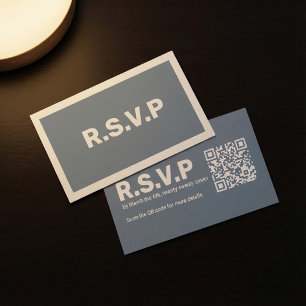 Modern Blue bold RSVP QR Code Wedding Enclosure Card