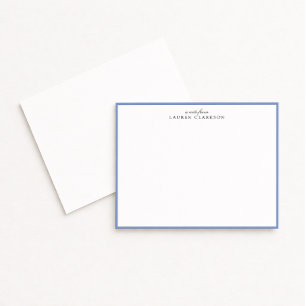 Modern Blue Border Personalized Note Card