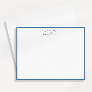 Modern Blue Border Personalized Note Card