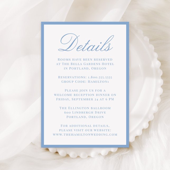 Modern Blue Border Wedding Details Enclosure Card (Creator Uploaded)