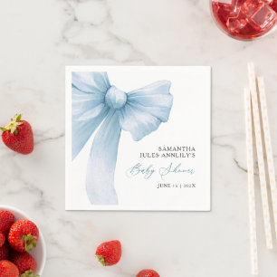 Modern Blue Bow Baby Shower  Napkin