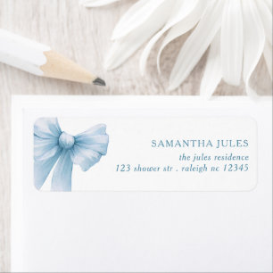Modern Blue Bow Baby Shower Return Address