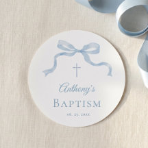 Modern Blue Bow Baptism for Boy Sticker