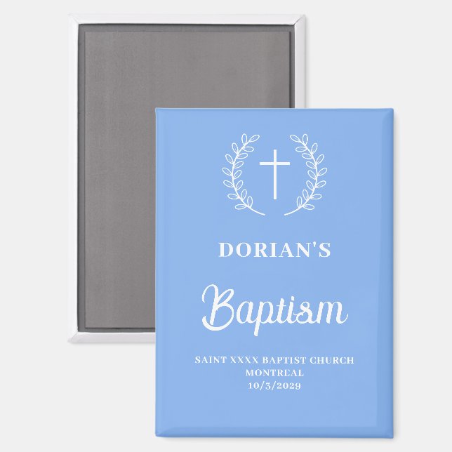 Modern Blue Boy | Baptism | Thank you  Magnet (Front/Back)