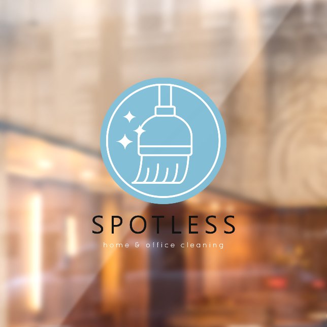 Modern Blue Broom Logo Cleaning Service Window Cling (Sheet 2)