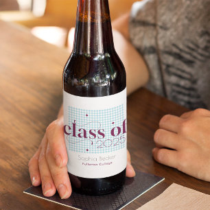 Modern Blue Burgundy College Graduation Pattern  Beer Bottle Label