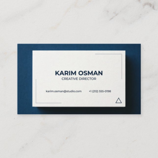 Modern Blue Business Card with Geometric Design -  (Front)