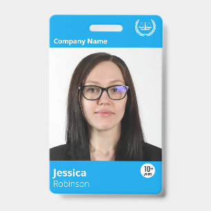 Modern Blue Business Custom Name ID Employee Badge