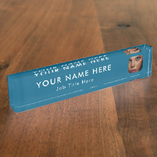 Modern Blue Business Photo Professional Executive Nameplate