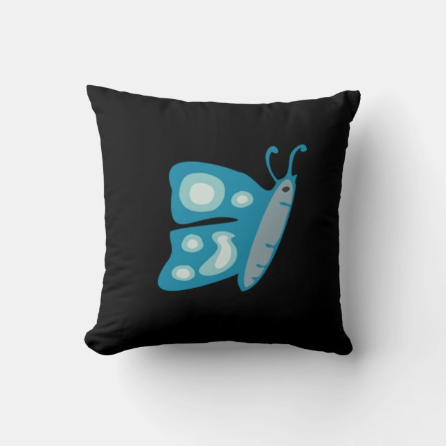 Modern blue Butterfly Graphic Throw Pillow (Front)