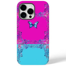 Modern Blue Butterfly Scroll iPhone 14 Pro MaxCase