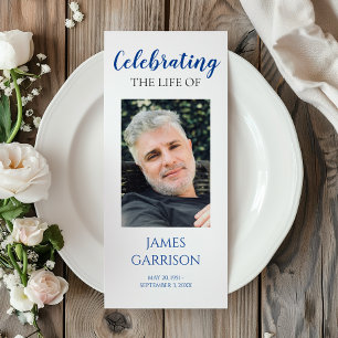 Modern Blue Celebration of Life Memorial Program