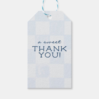 Modern Blue Chequered Baby Shower Gift Tags