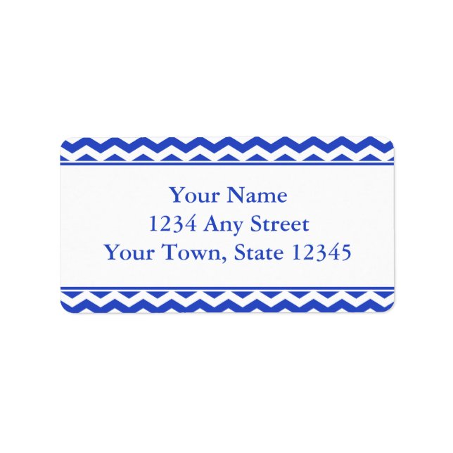 Modern Blue Chevron Pre-Printed Address Labels (Front)