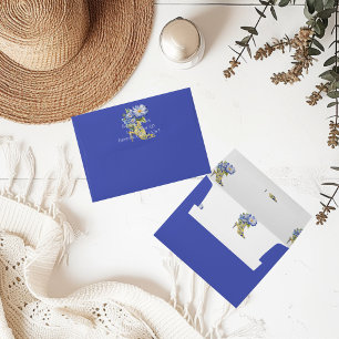 Modern Blue Chinoiserie Floral High-Heel Envelope