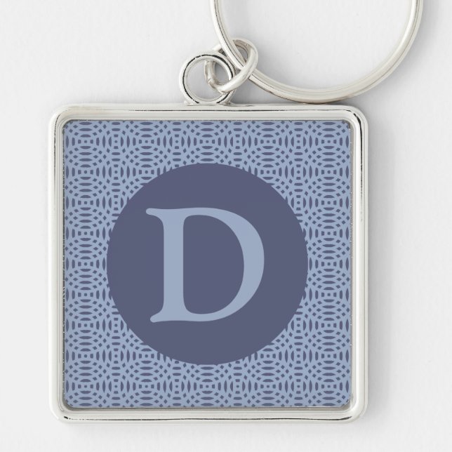 Modern Blue Circular Shapes Seamless Pattern Keychain (Front)