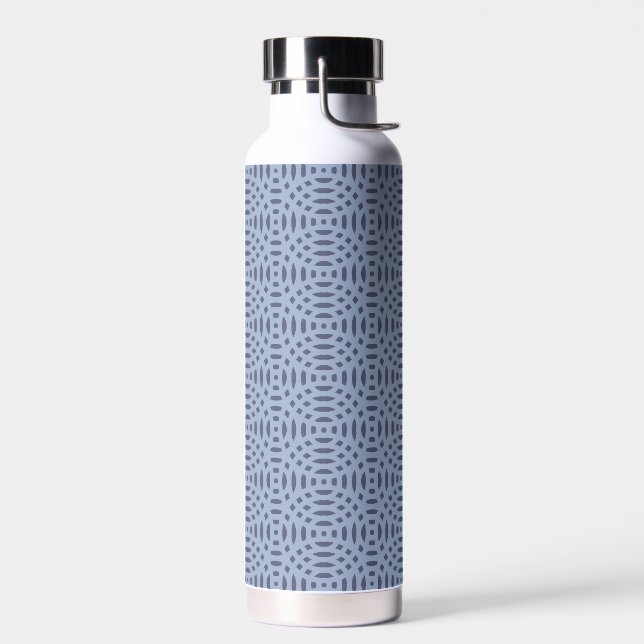 Modern Blue Circular Shapes Seamless Pattern Water Bottle (Left)