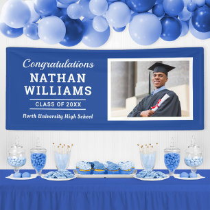 Modern Blue Class of 2024 Custom Graduation Photo Banner