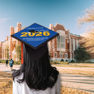 Modern Blue Class of 2026 Graduation Cap Topper