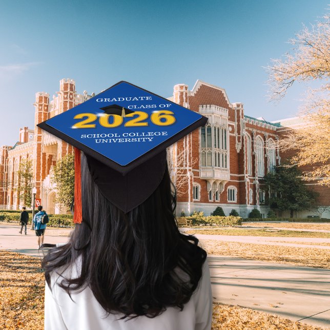Modern Blue Class of 2026 Graduation Cap Topper (Creator Uploaded)