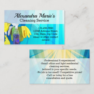 Modern Blue Cleaning Service Housekeeping Business Card