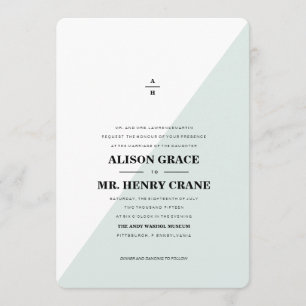 MODERN BLUE COLORBLOCK wedding invitation