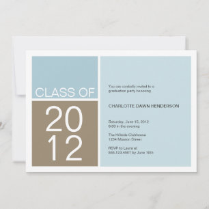 Modern blue colour block class graduation invite
