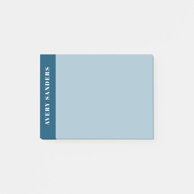 Modern Blue Colour Block Post-it Notes (Front)