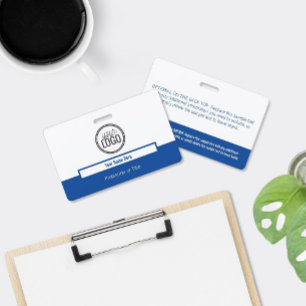Modern Blue Colour Block Professional Name Tag Badge