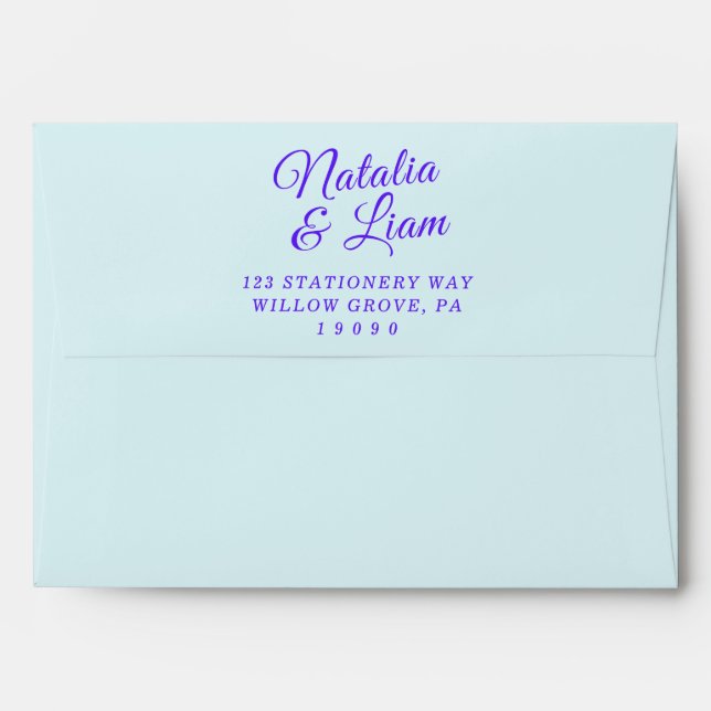 Modern Blue Colourful Retro Bright Funky Wedding Envelope (Back (Top Flap))