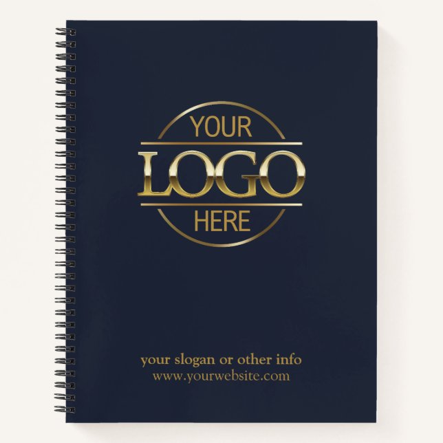Modern Blue Company Business Logo Promotional Gift Notebook (Front)