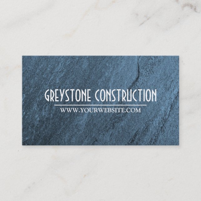 Modern Blue Construction Business Card (Front)