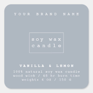 Modern blue cosmetics packaging candle  square sticker