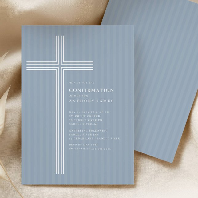 Modern Blue Cross Confirmation Invitation (Creator Uploaded)