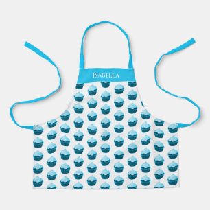 Modern Blue Cupcake Pattern Personalized Apron