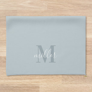 Modern Blue Custom Family Name Monogram Kitchen Towel
