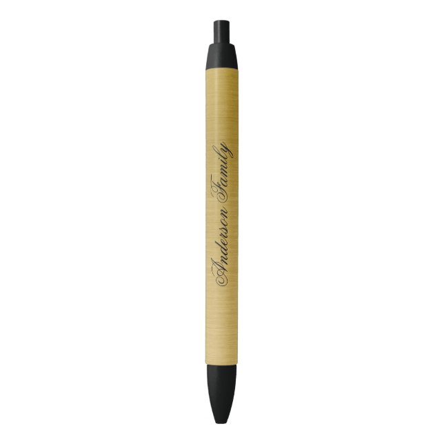 Modern Blue Custom Monogram Business Black Ink Pen (Front Vertical)