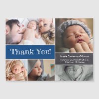 Modern Blue Custom Photo Collage Baby boy Shower