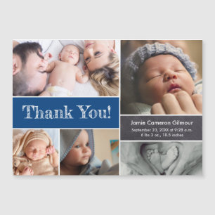 Modern Blue Custom Photo Collage Baby boy Shower  