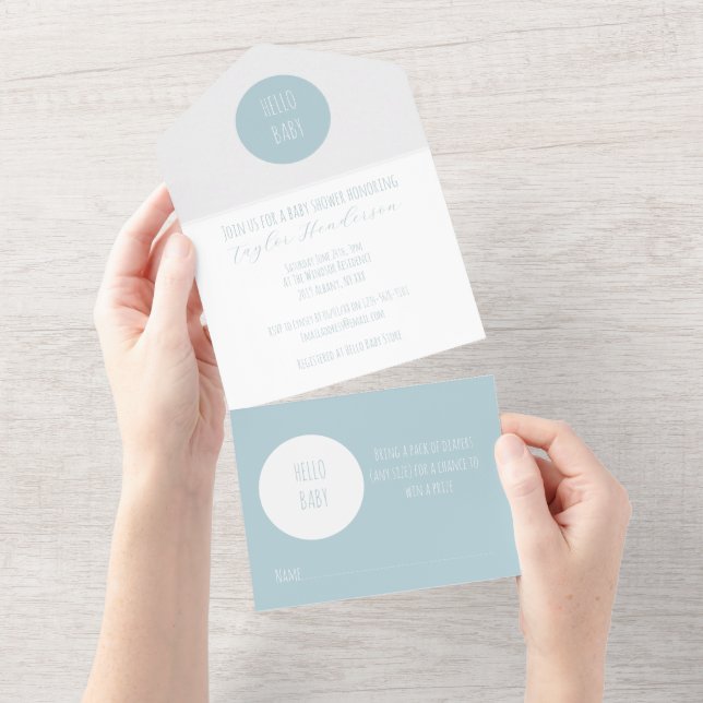 Modern Blue Customizable Baby Shower Invitation (Tearaway)