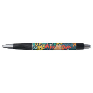 Modern blue dark floral pen
