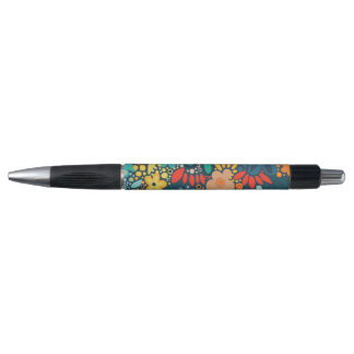 Modern blue dark floral pen
