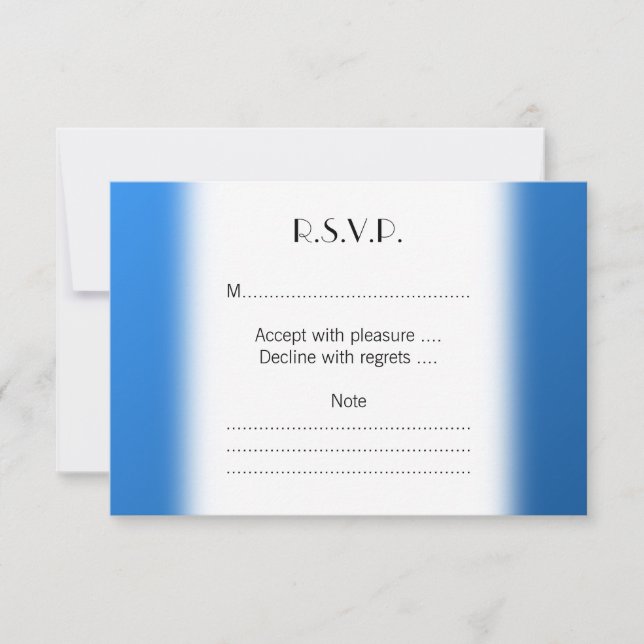Modern Blue Design with part grid pattern. RSVP Card (Front)